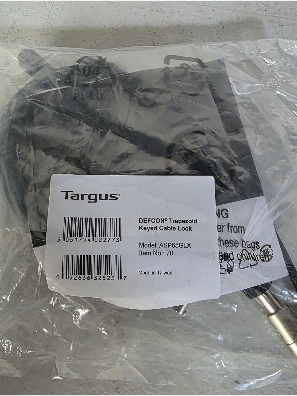 ​Targus DEFCON Trapezoid Keyed Cable Lock for Laptops - Model ASP65GLX - New